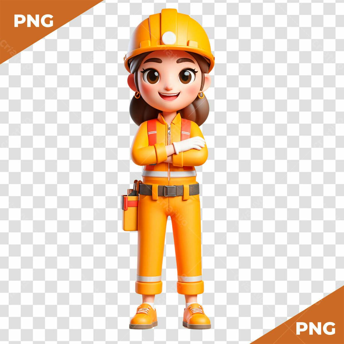 Personagem Cartoon Engenheira PSD Editável
