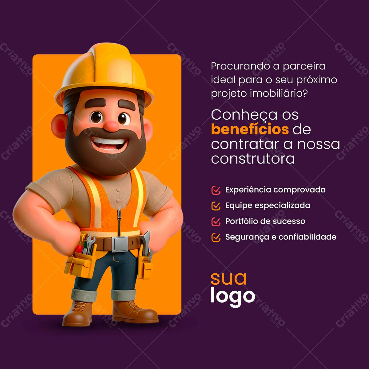 Postagem Mídia Social Construtora PSD Editável