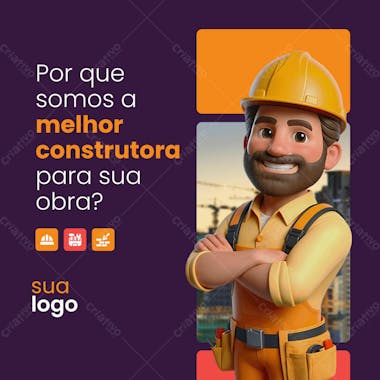 Banner de midia social construtora ou modelo de postagem no instagram