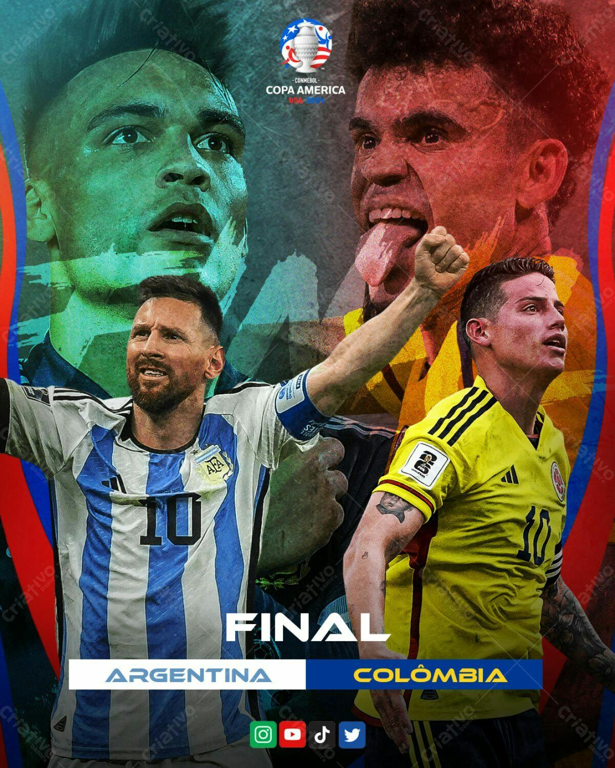 Poster Final Copa América Argentina x Colômbia PSD Editável