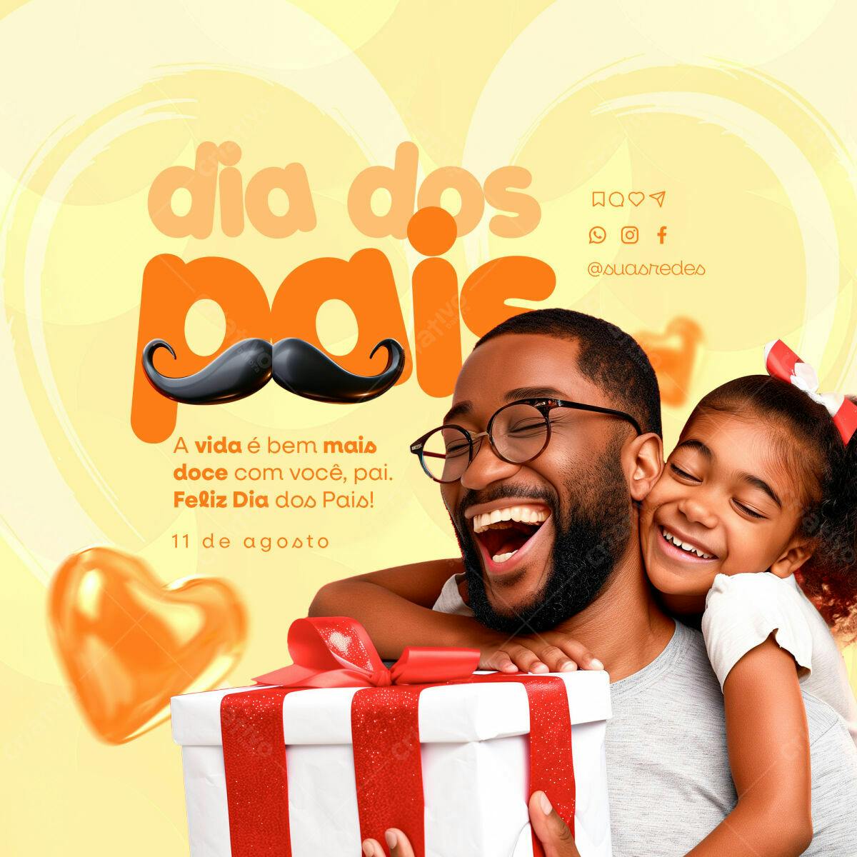 Flyer Dia dos Pais com Pai e Filha PSD Editável