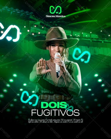 Flyer de eventos simone mendes dois fugitivos feed