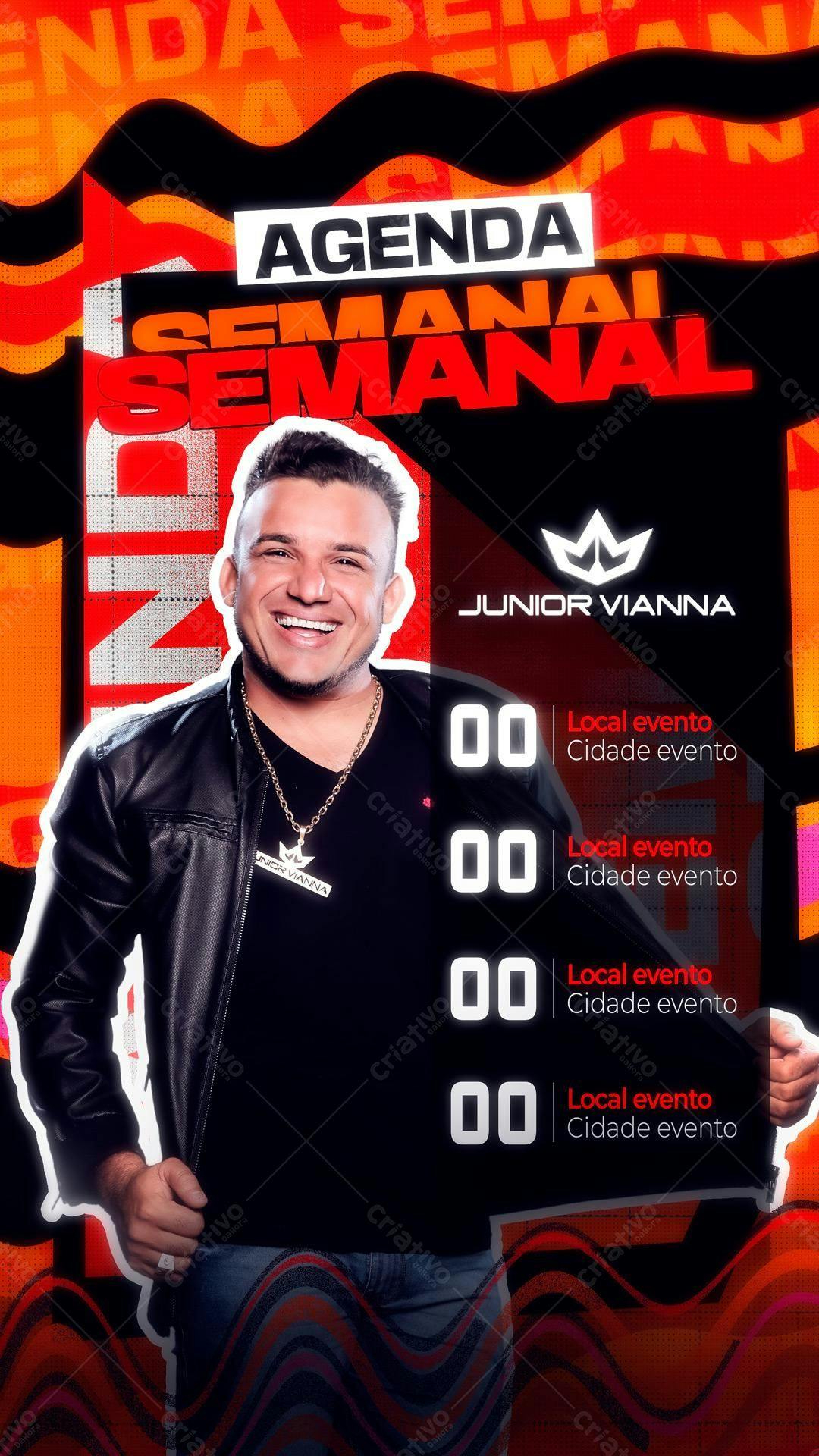 Flyer Agenda Semanal para Shows Musicais PSD Editável