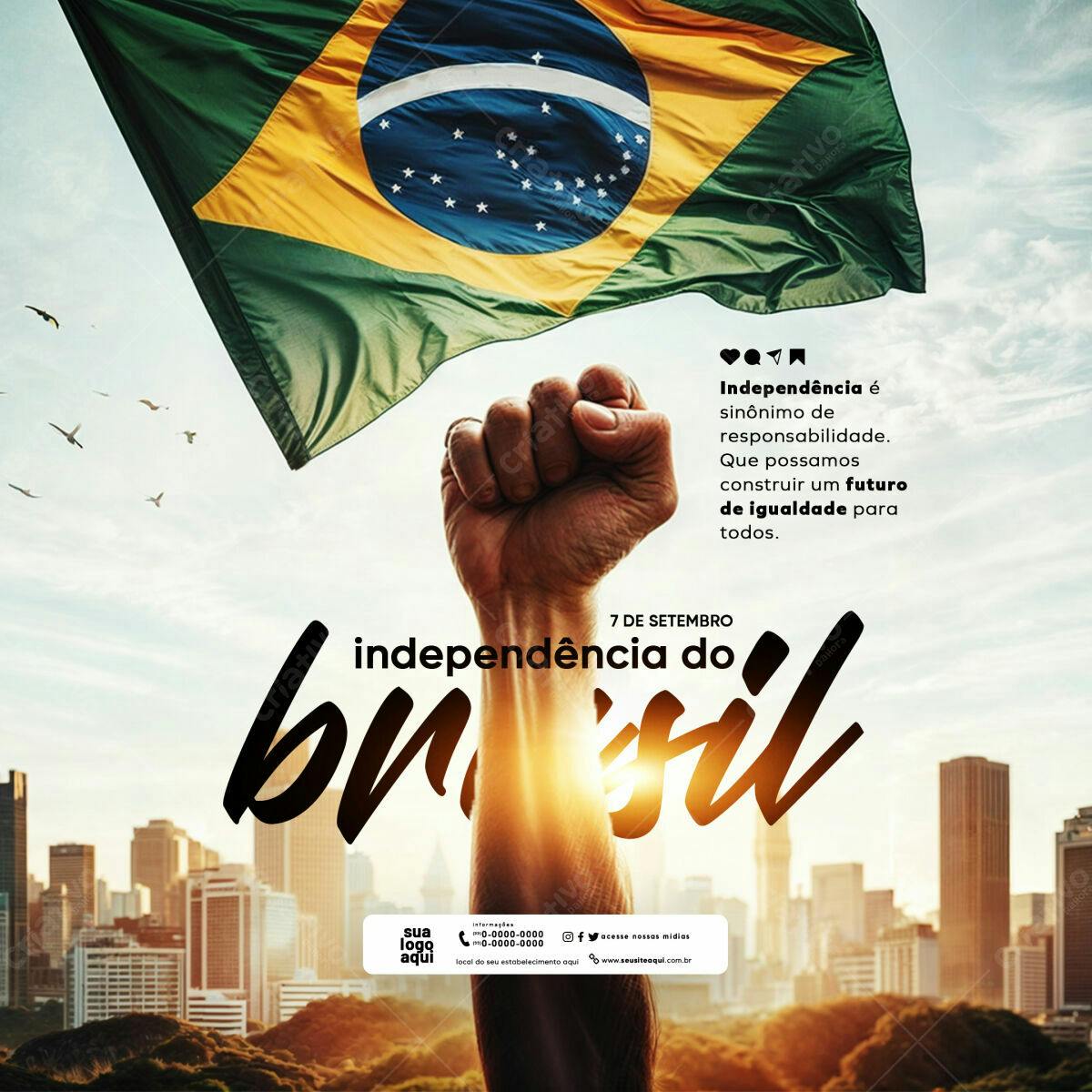 Flyer para o Dia da Independência do Brasil PSD Editável