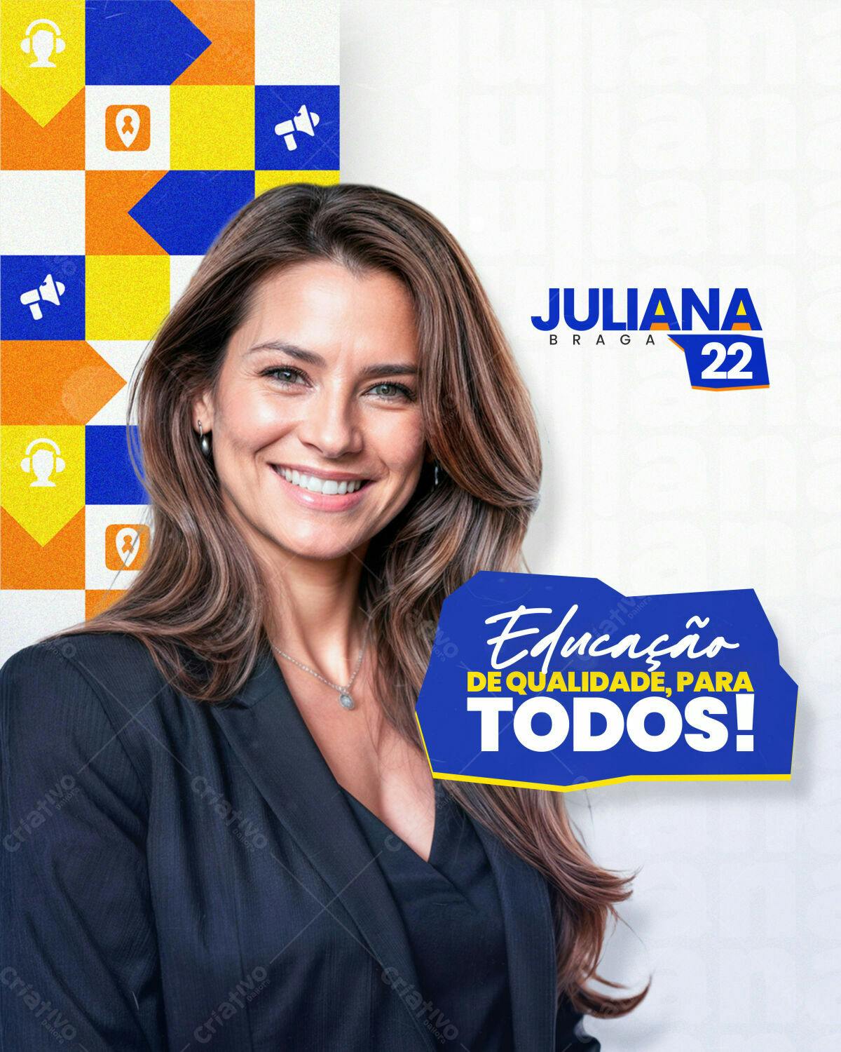 Flyer para Campanha Política Juliana Braga 22 PSD Editável