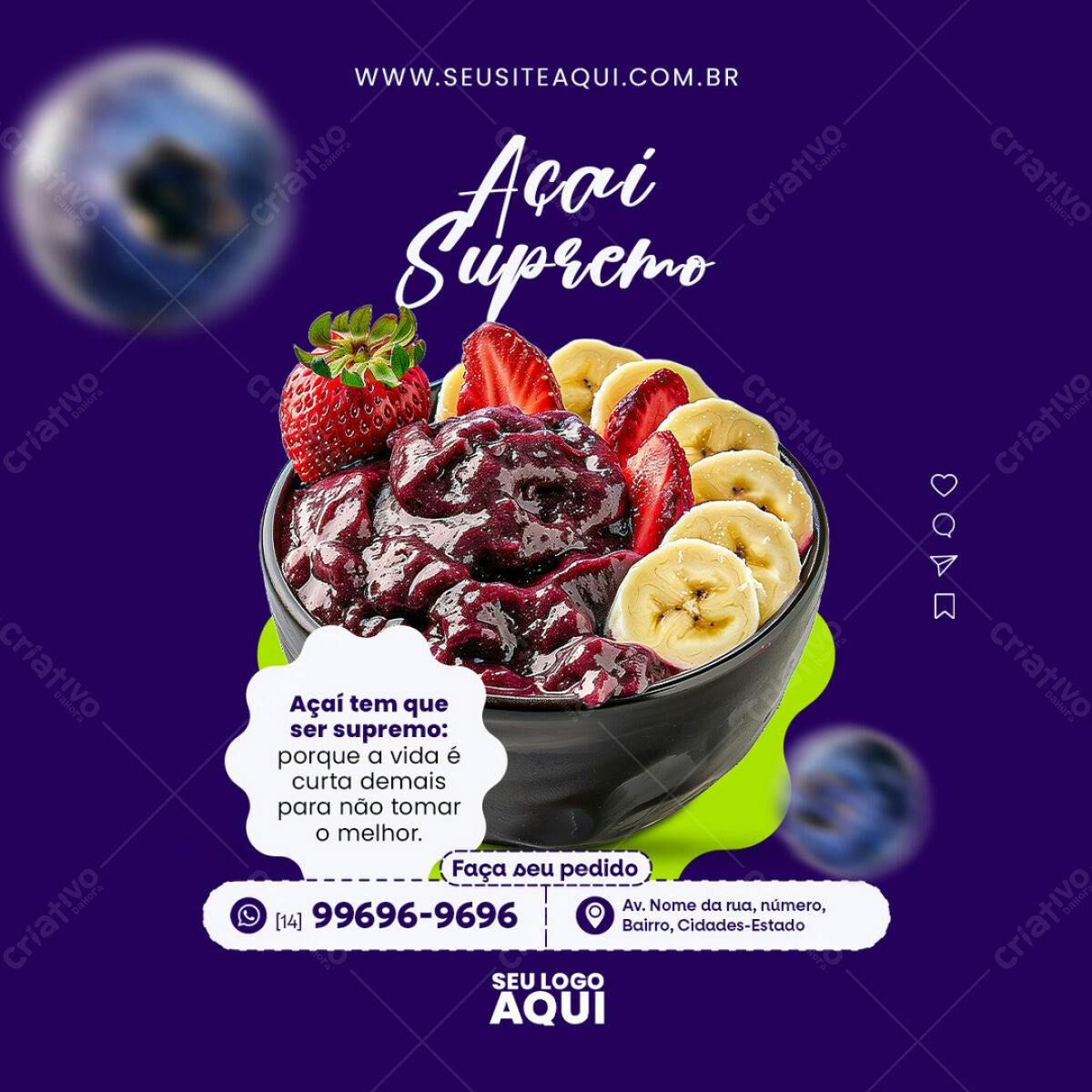 Post Açaí Supremo PSD Editável