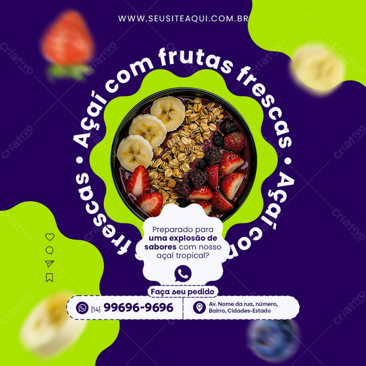 Flyer para Delivery de Açaí PSD Editável