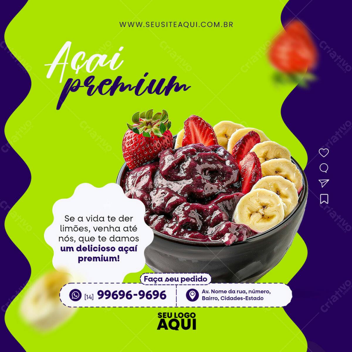 Post Açaí Premium PSD Editável