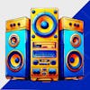 Background free image cartoon style speaker box for composition 01