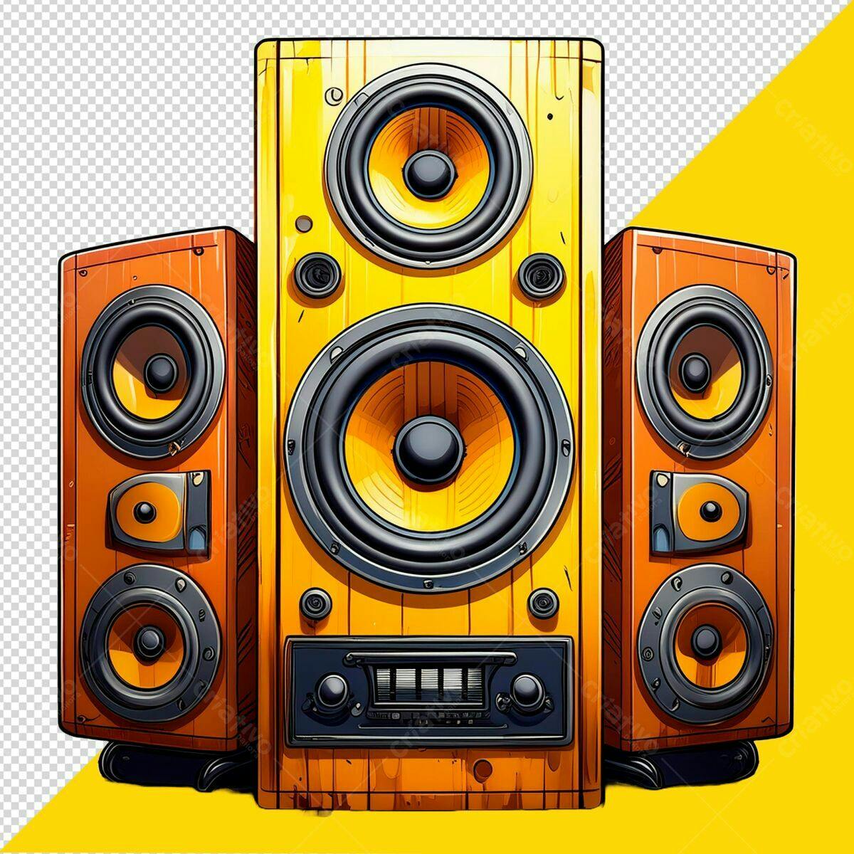Caixas de Som Retro PSD Editável