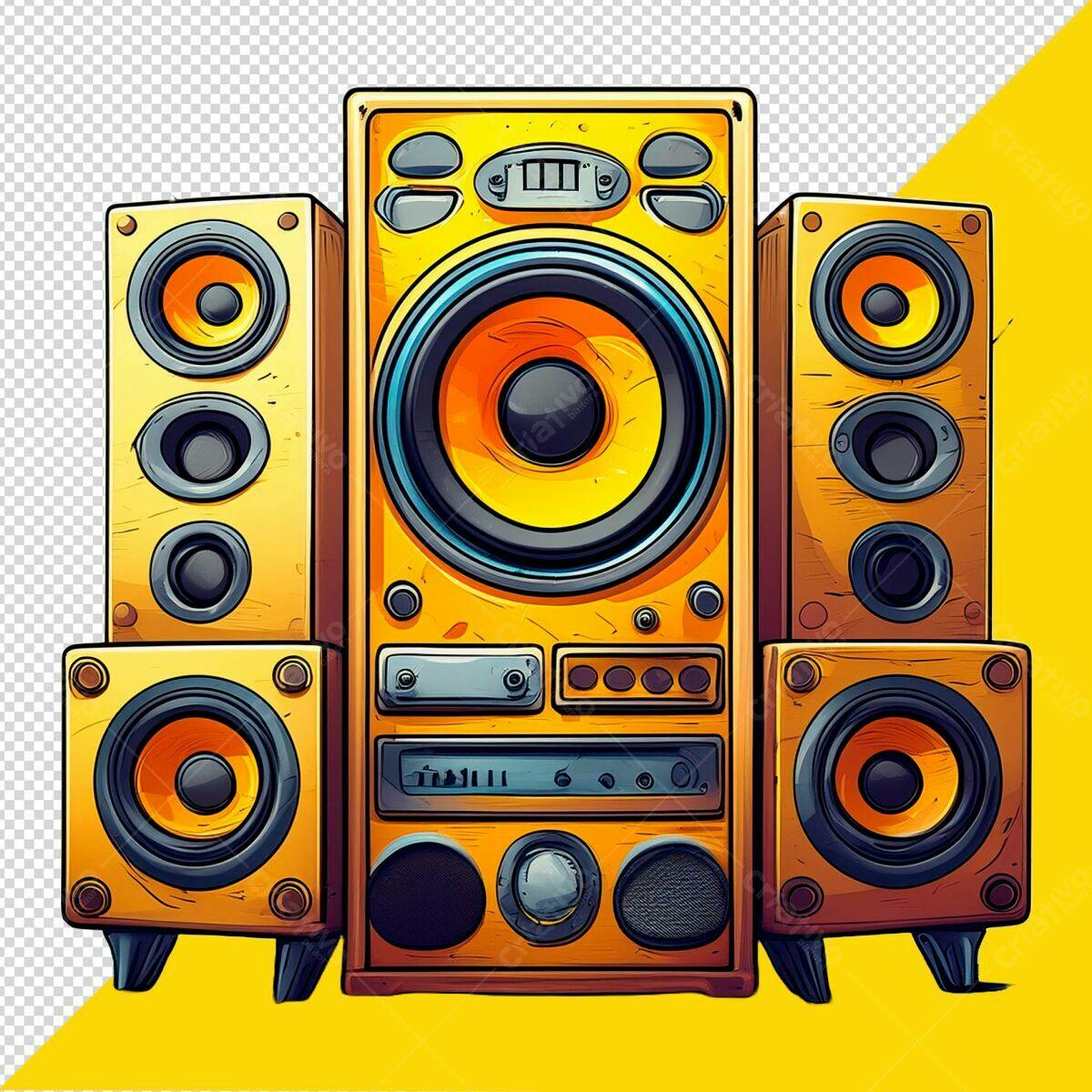 Som Retro Amarelo PSD Editável