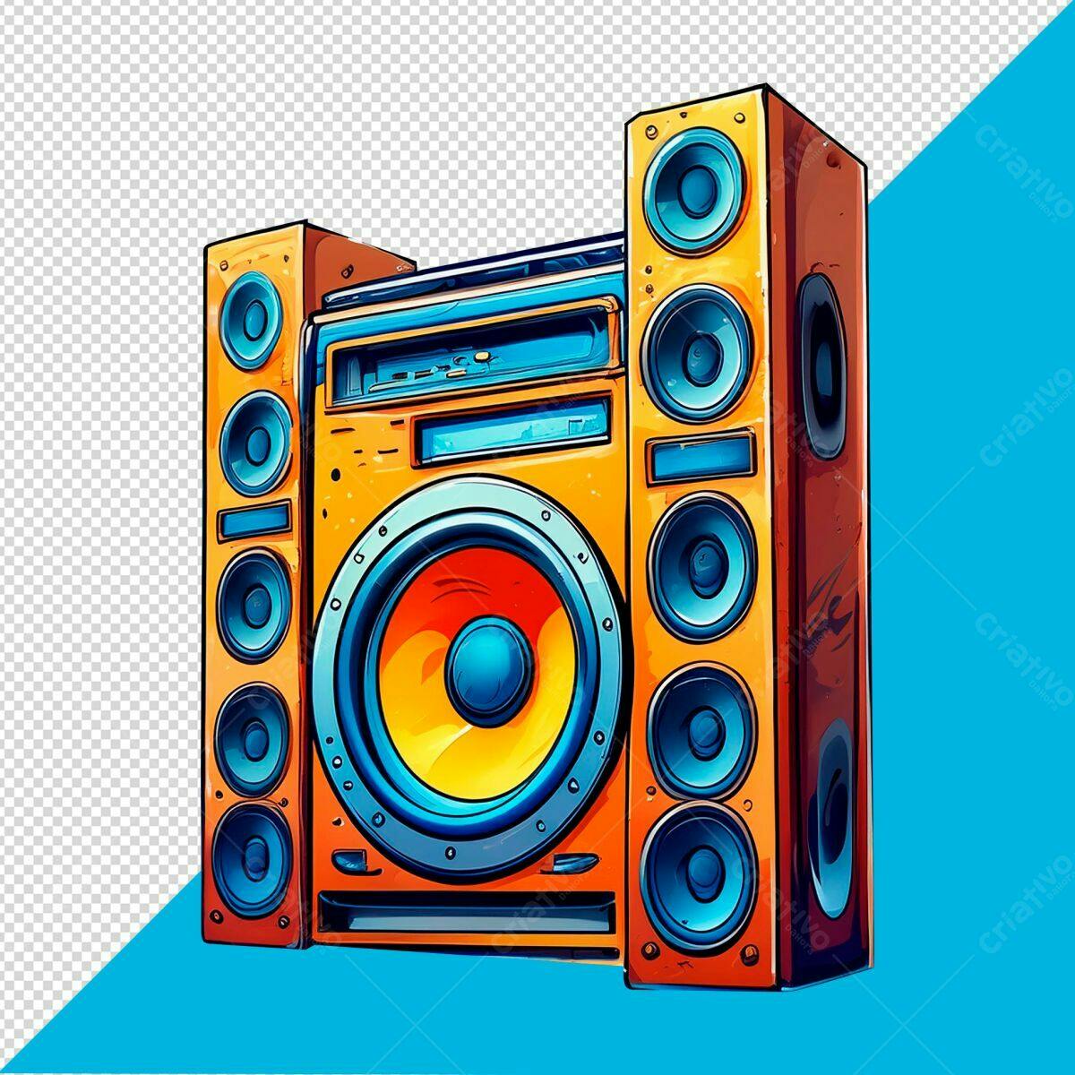 Som Retro Boombox PSD Editável