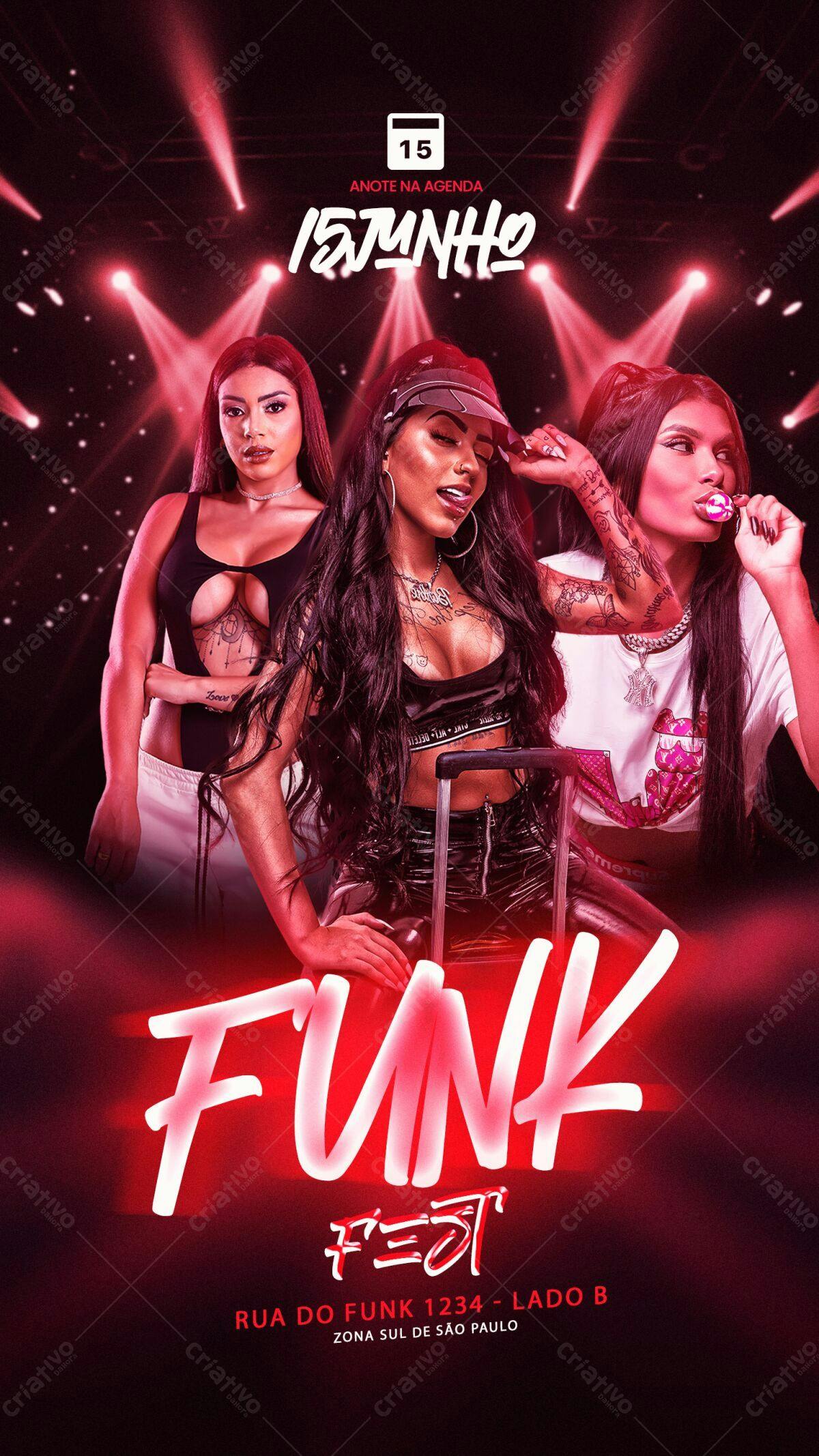 Flyer Festa Funk 15 de Junho PSD Editável