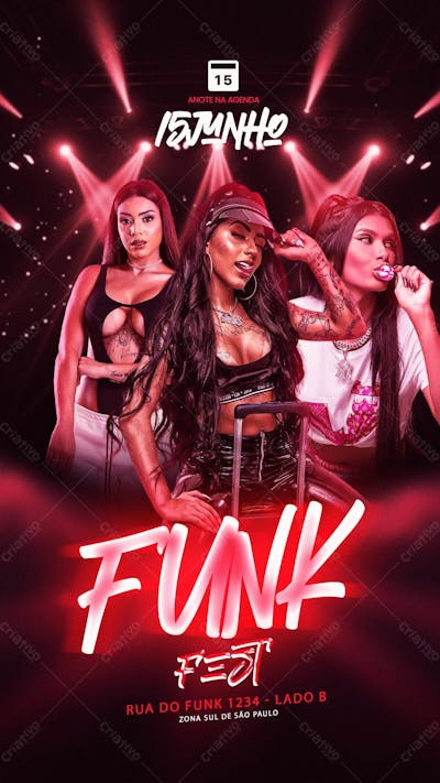 Flyer Baile Funk Fest Com Elas Story