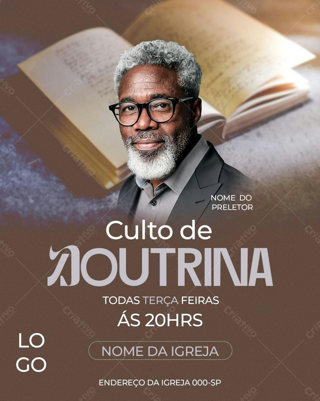 Flyer para Culto de Doutrina PSD Editável