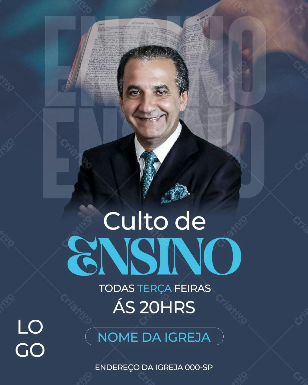 Flyer para Culto de Ensino PSD Editável