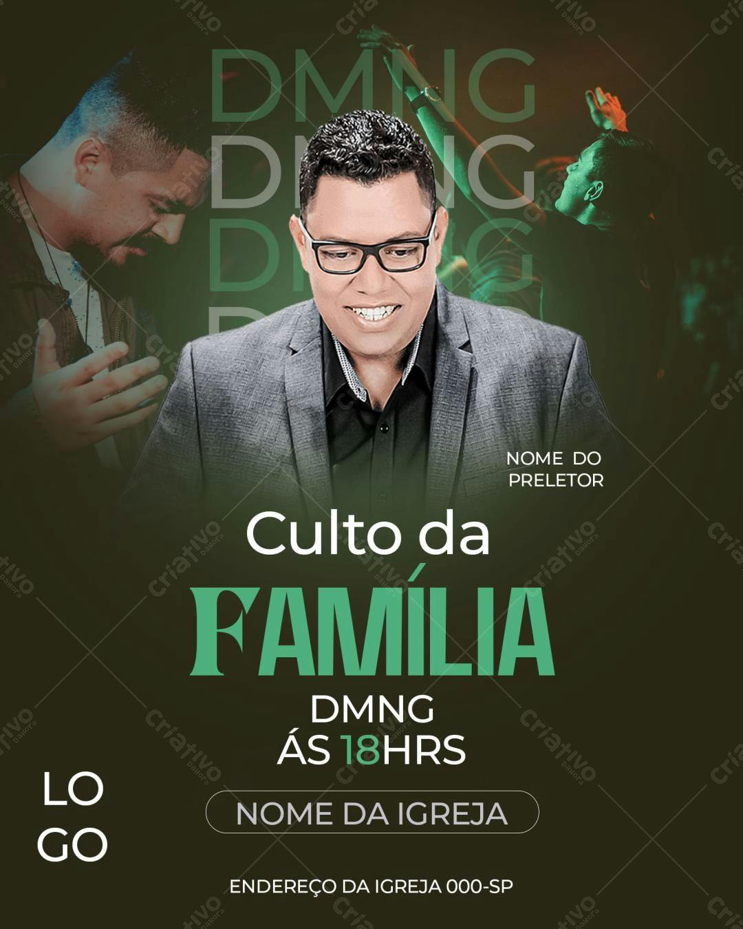 Flyer para Culto da Família PSD Editável
