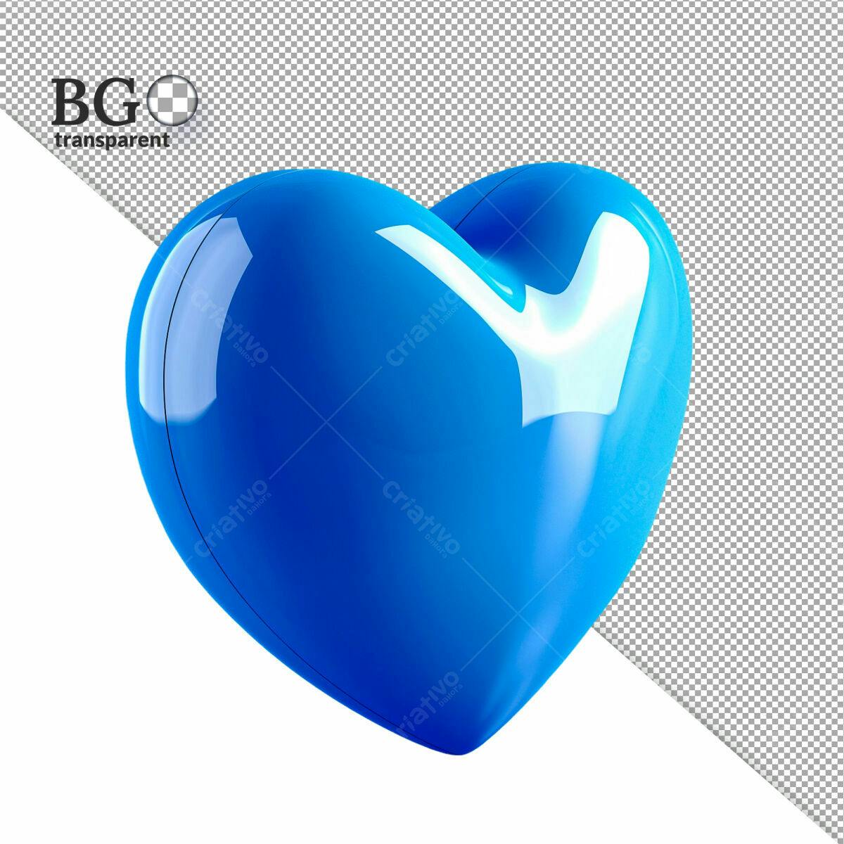 Coração Azul 3D PSD Editável