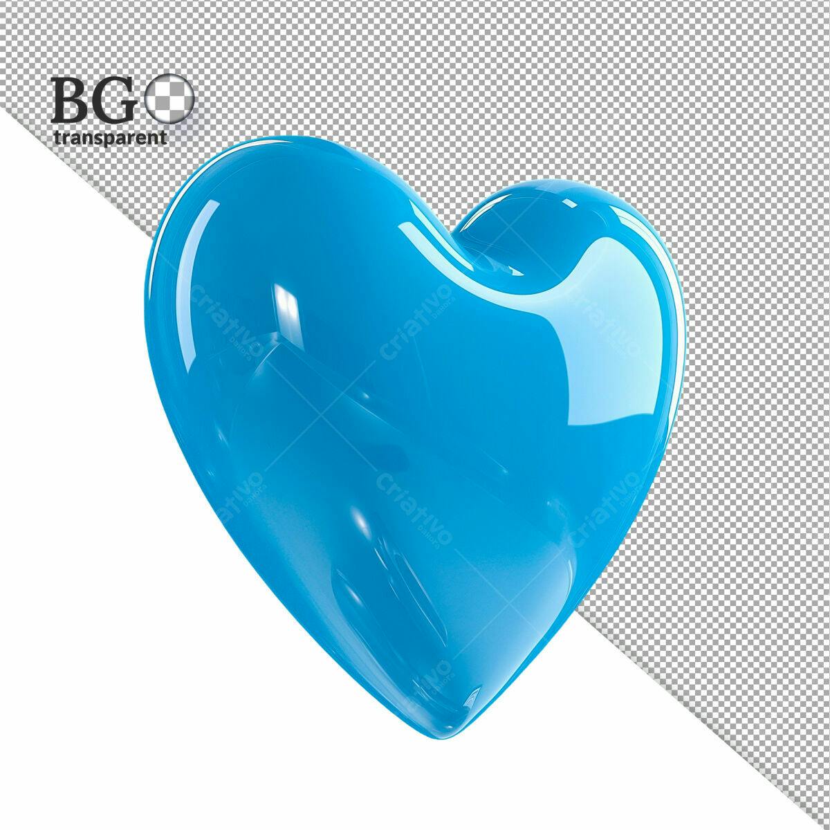 Coração Azul em 3D PSD Editável