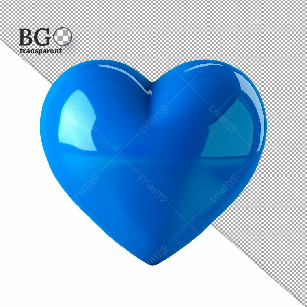 Coração Azul 3D PSD Editável