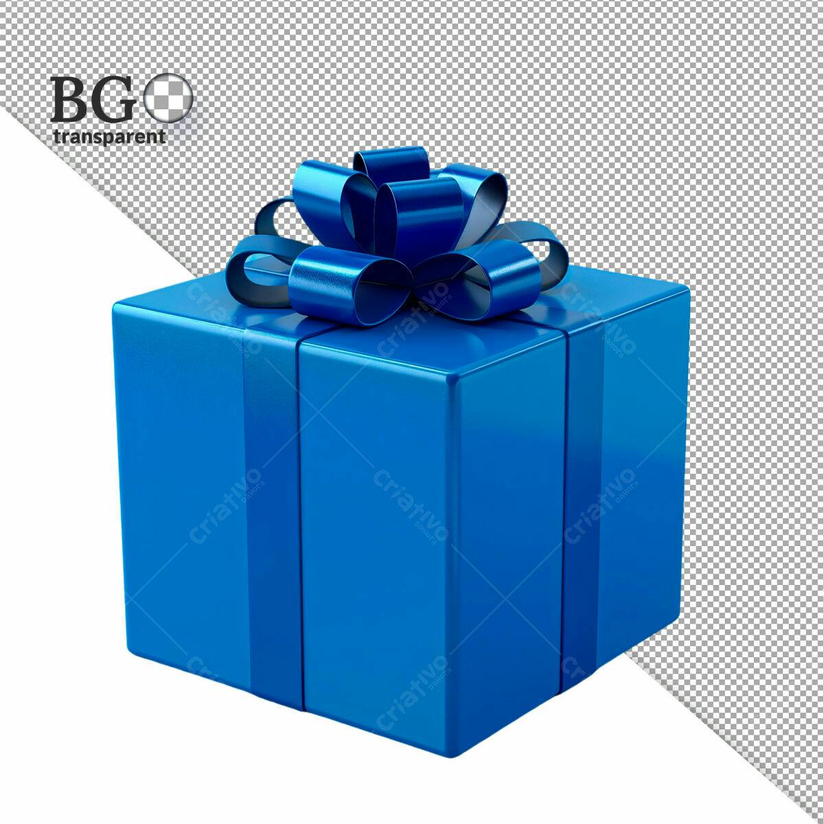 Caixa de Presente Azul para Aniversário PSD Editável