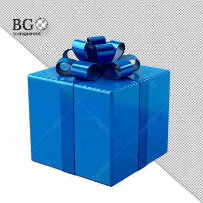 Caixa De Presente 3D Azul Para Composição