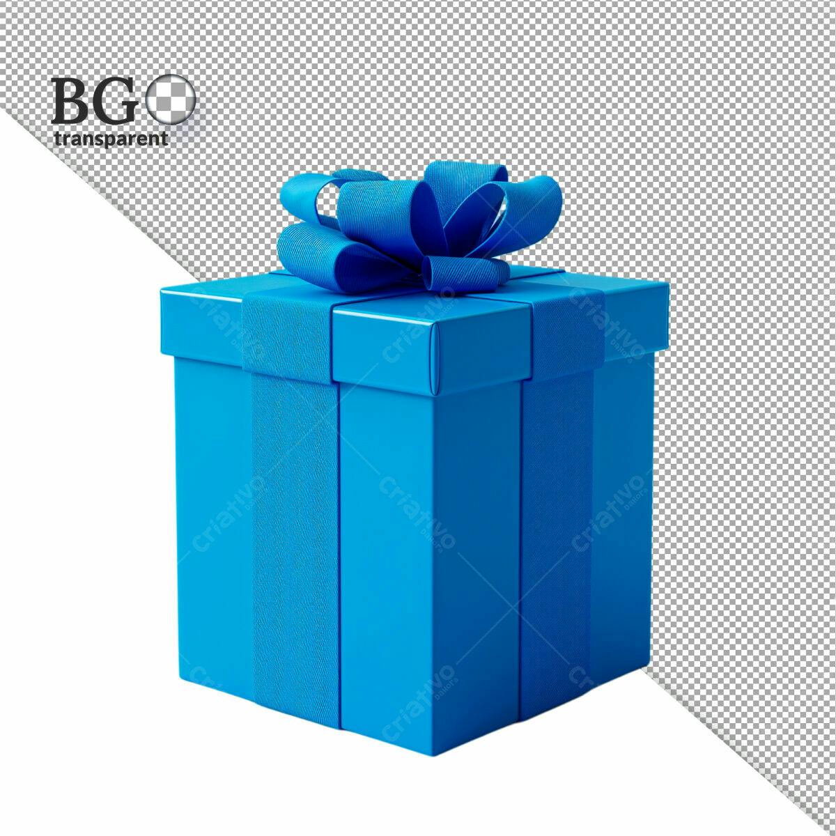 Caixa de Presente Azul para Aniversário PSD Editável