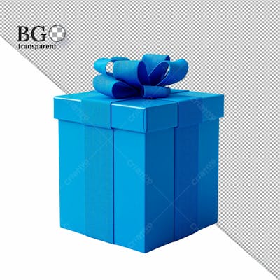 Caixa De Presente 3D Azul Para Composição