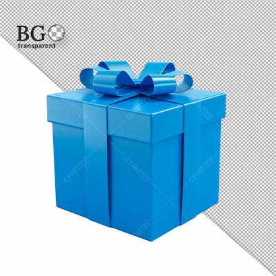 Caixa De Presente 3D Azul Para Composição