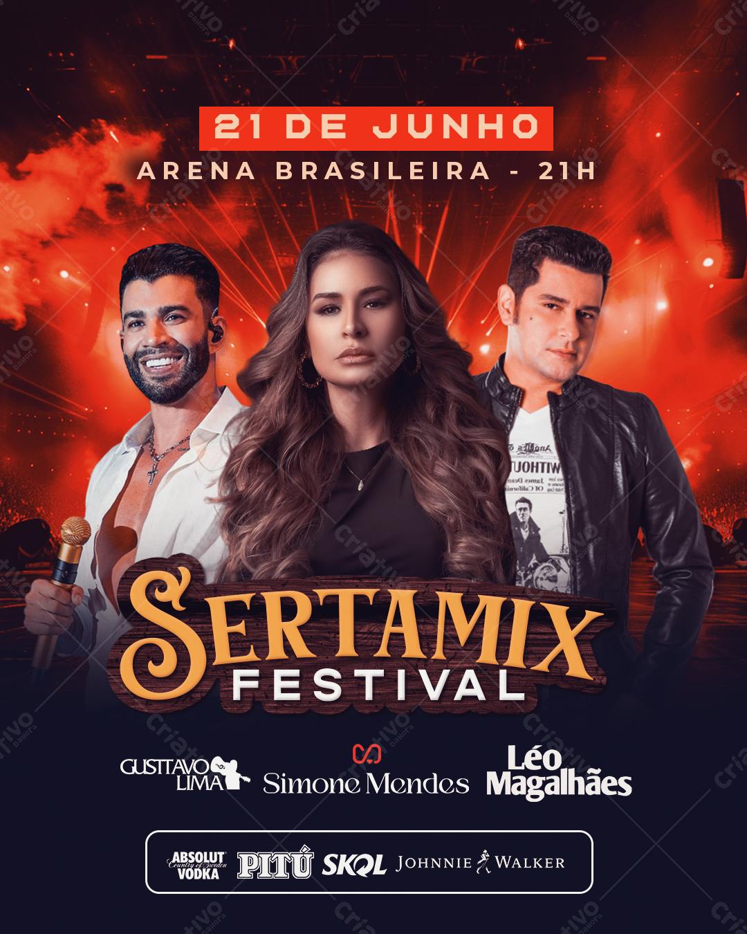 Flyer Sertanejo para o Sertmix Festival PSD Editável