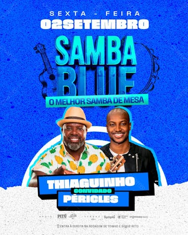 Flyer evento samba blue feed psd editável