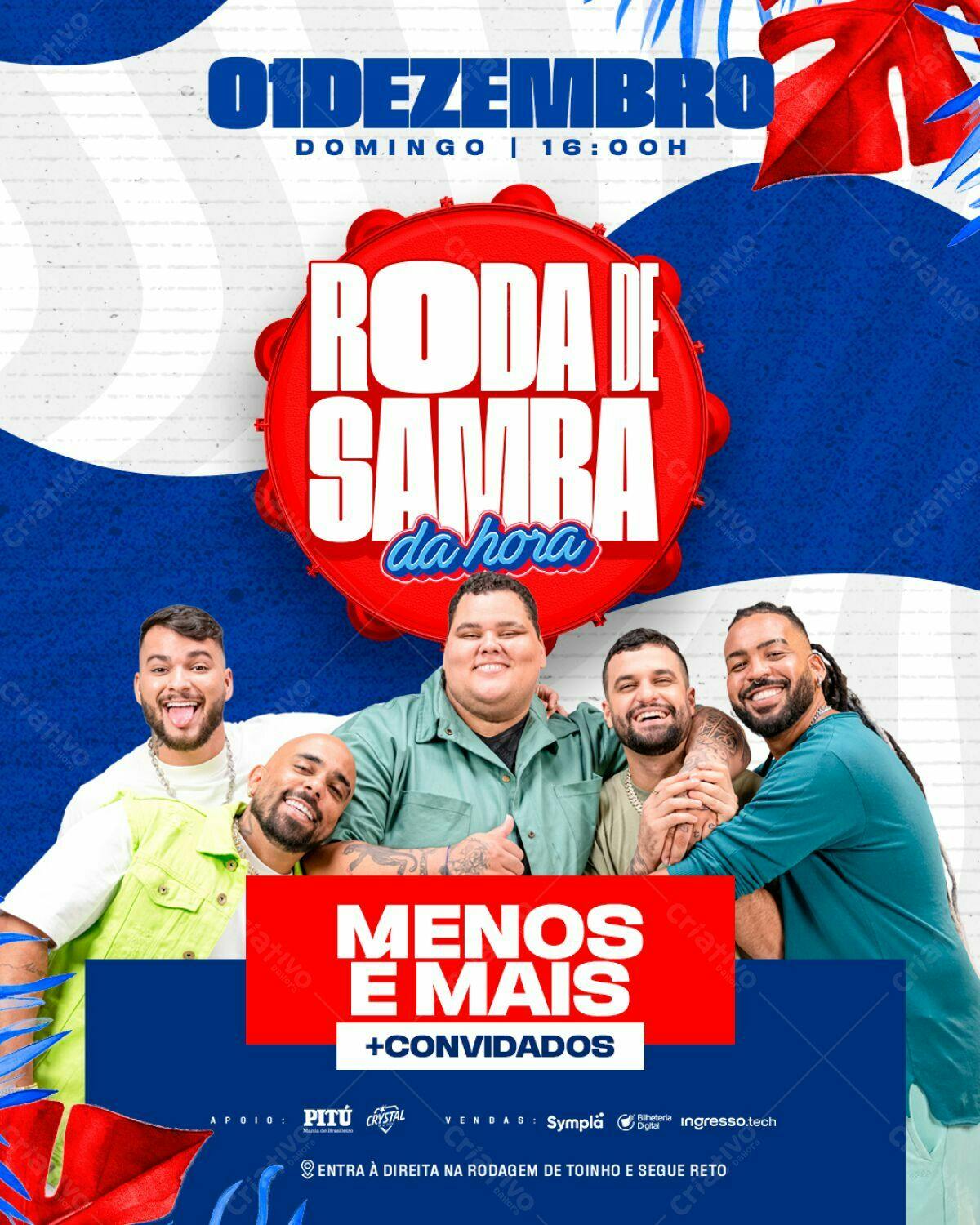 Flyer Roda de Samba com Menos e Mais PSD Editável