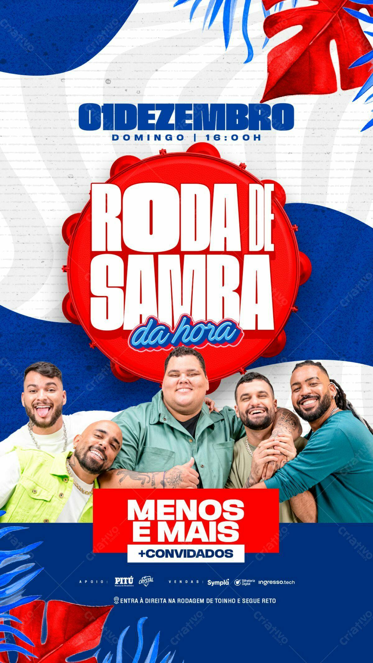 Flyer Roda de Samba da Hora PSD Editável