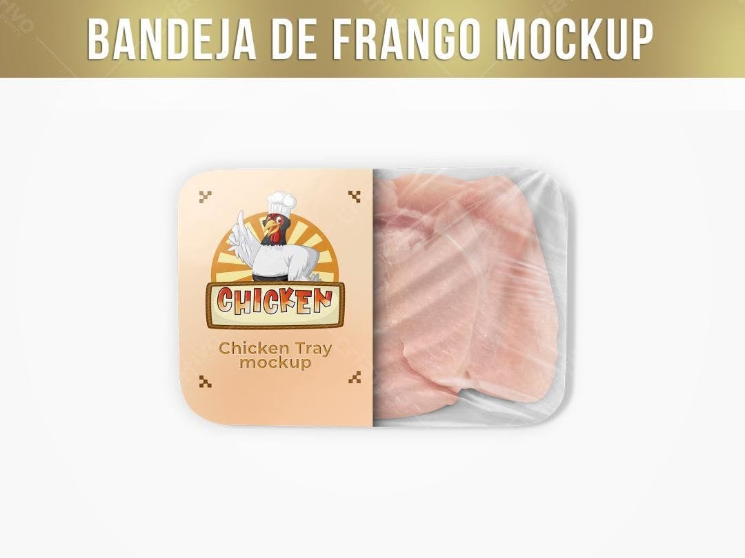 Mockup de Bandeja de Frango com Design Cartoon