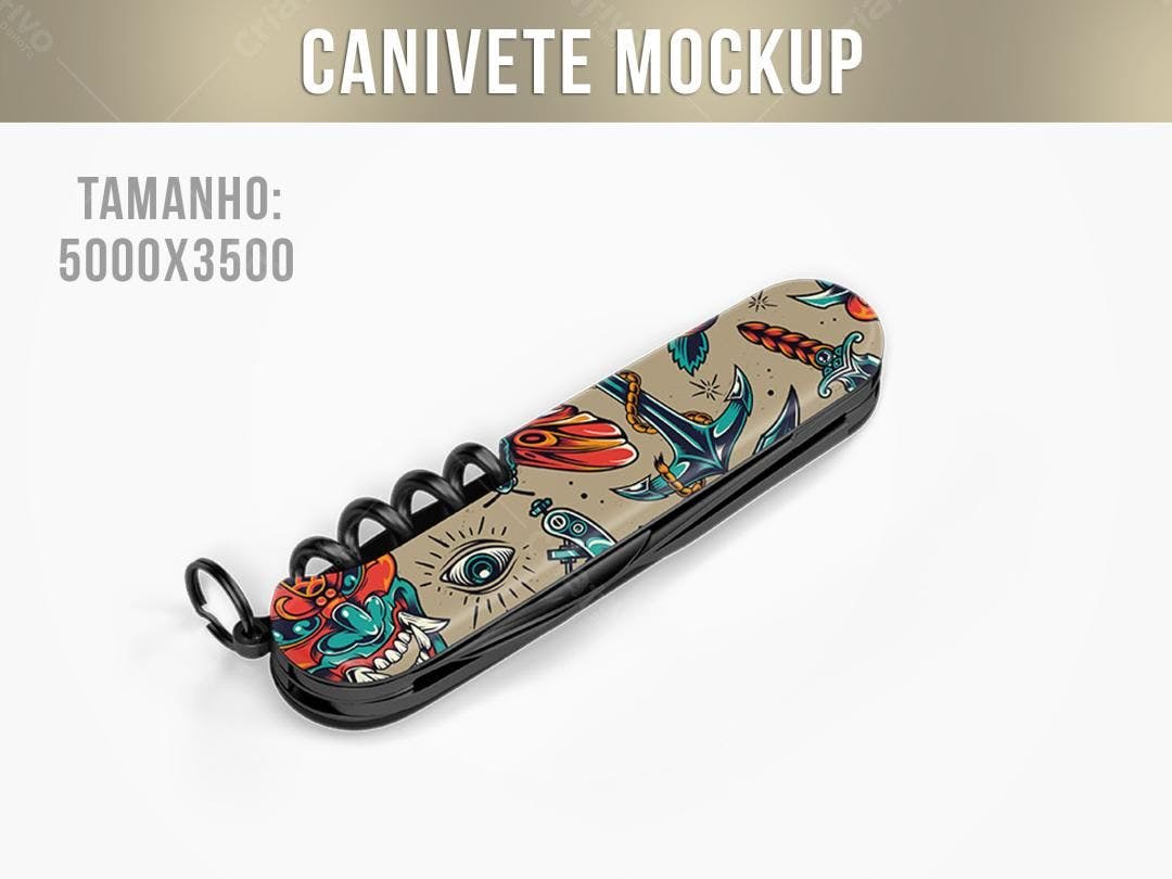Mockup Canivete com Design Old School Tattoo
