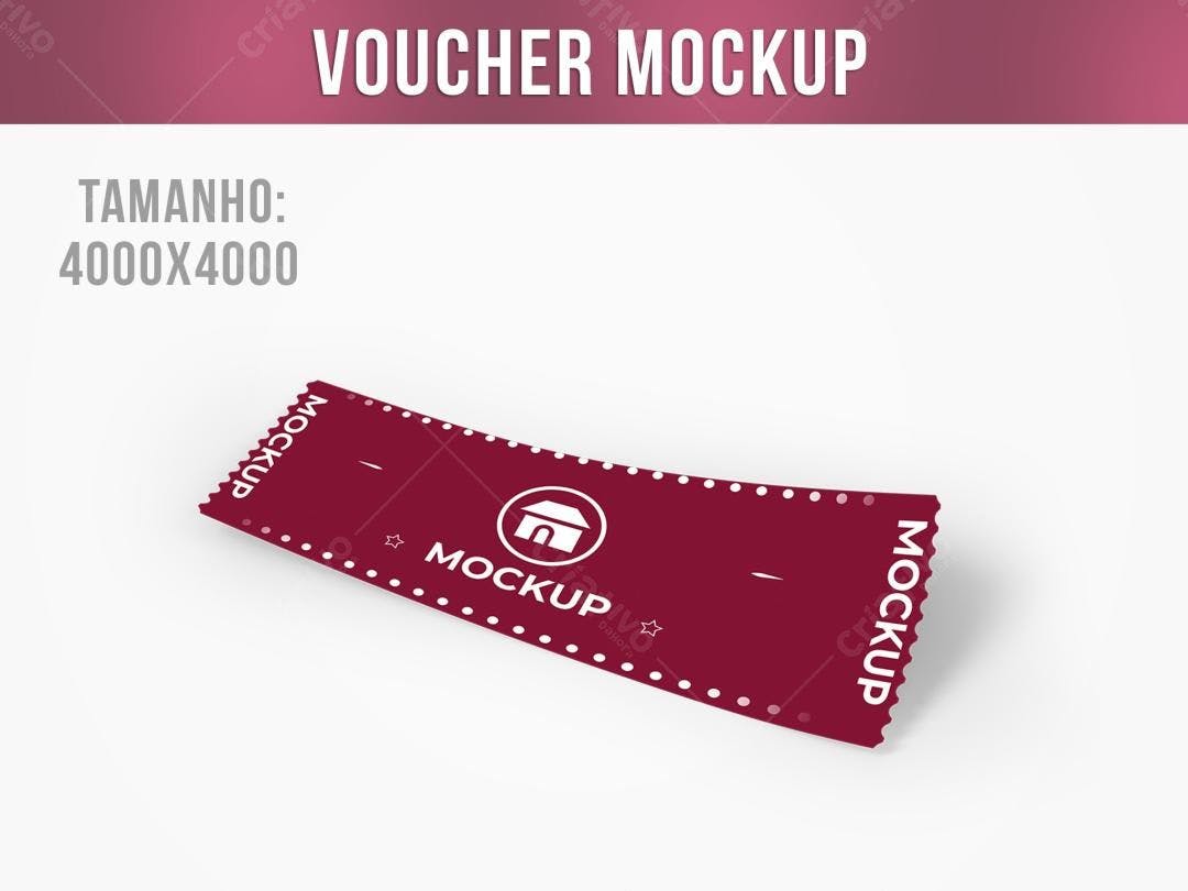 Mockup de Voucher Bordô com Design Moderno