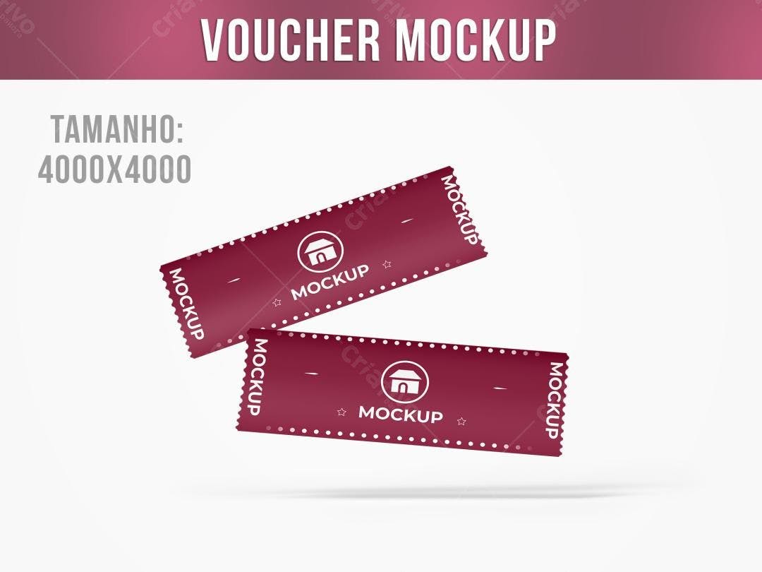 Mockup Realista de Voucher em Vinho