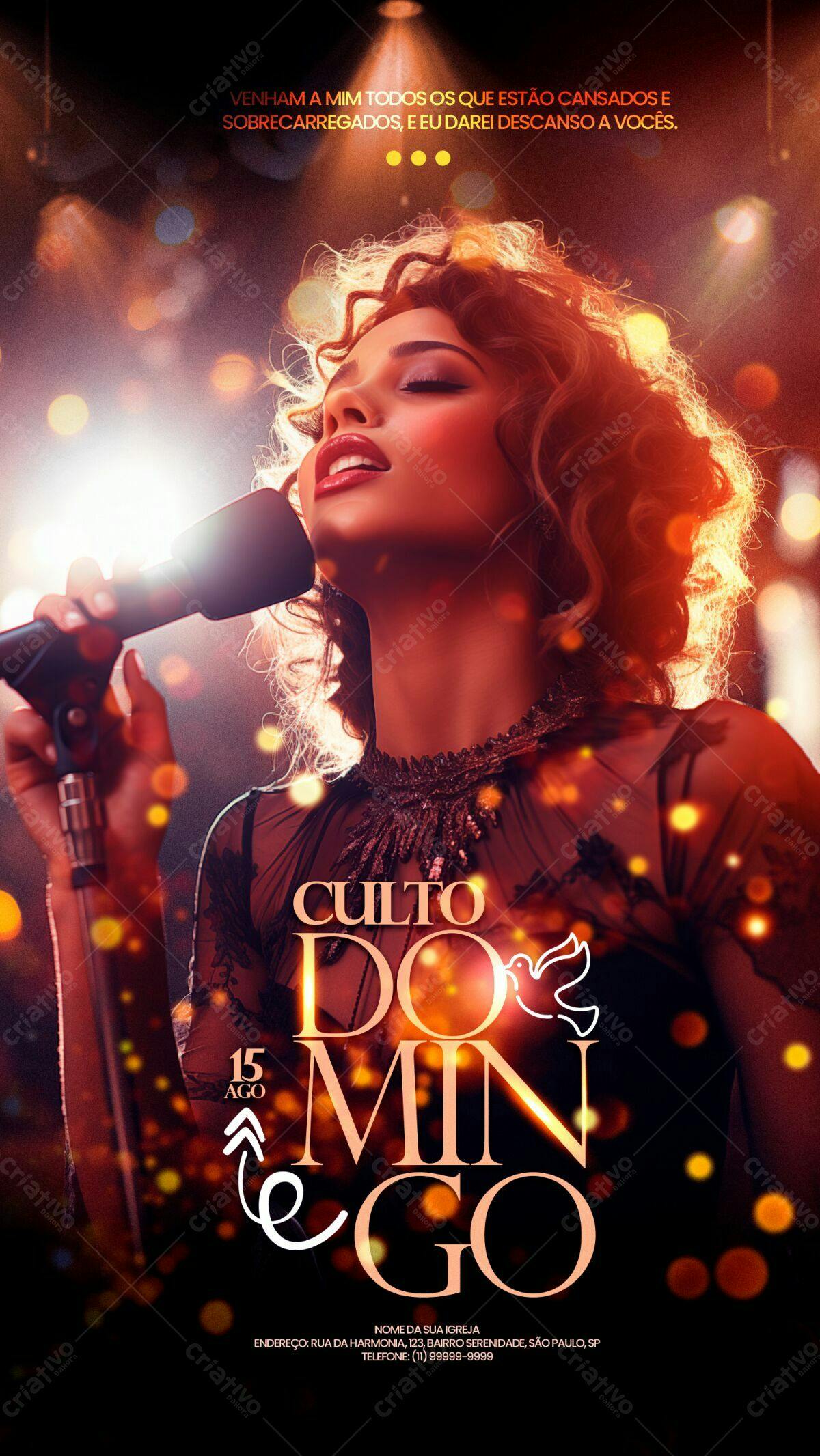 Flyer para Culto Dominical PSD Editável