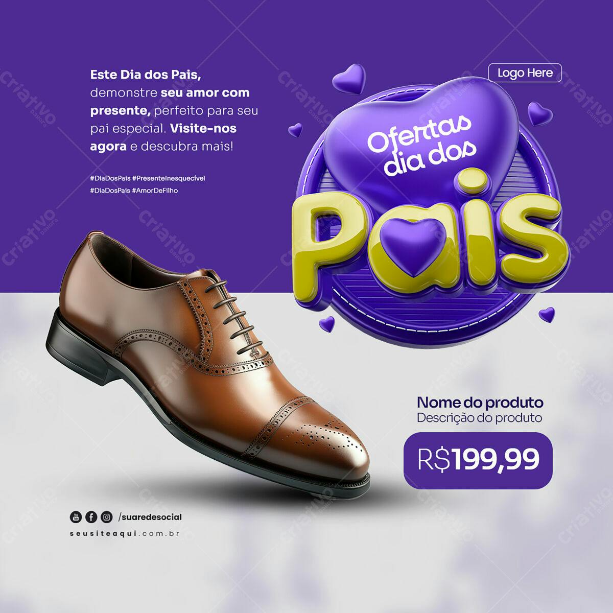 Banner Dia dos Pais com Sapato PSD Editável