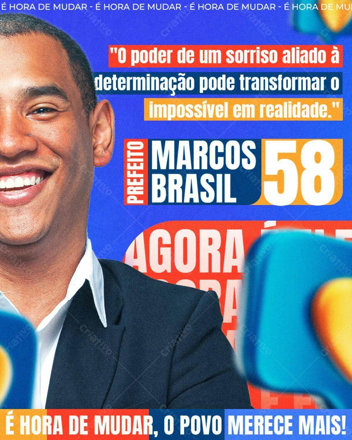 Flyer Eleições Prefeito Marcos Brasil PSD Editável