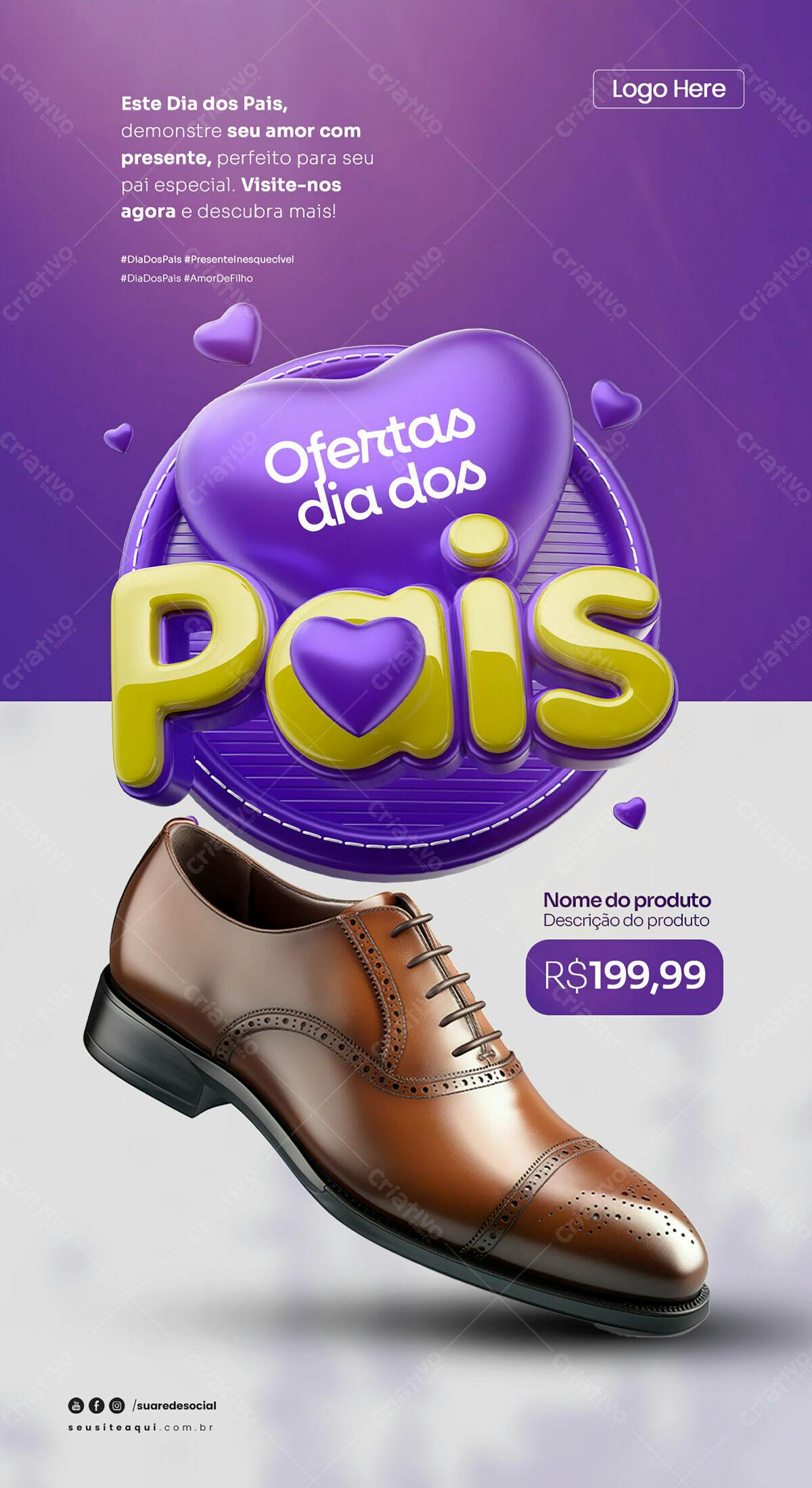 Flyer Dia dos Pais com Sapatos PSD Editável