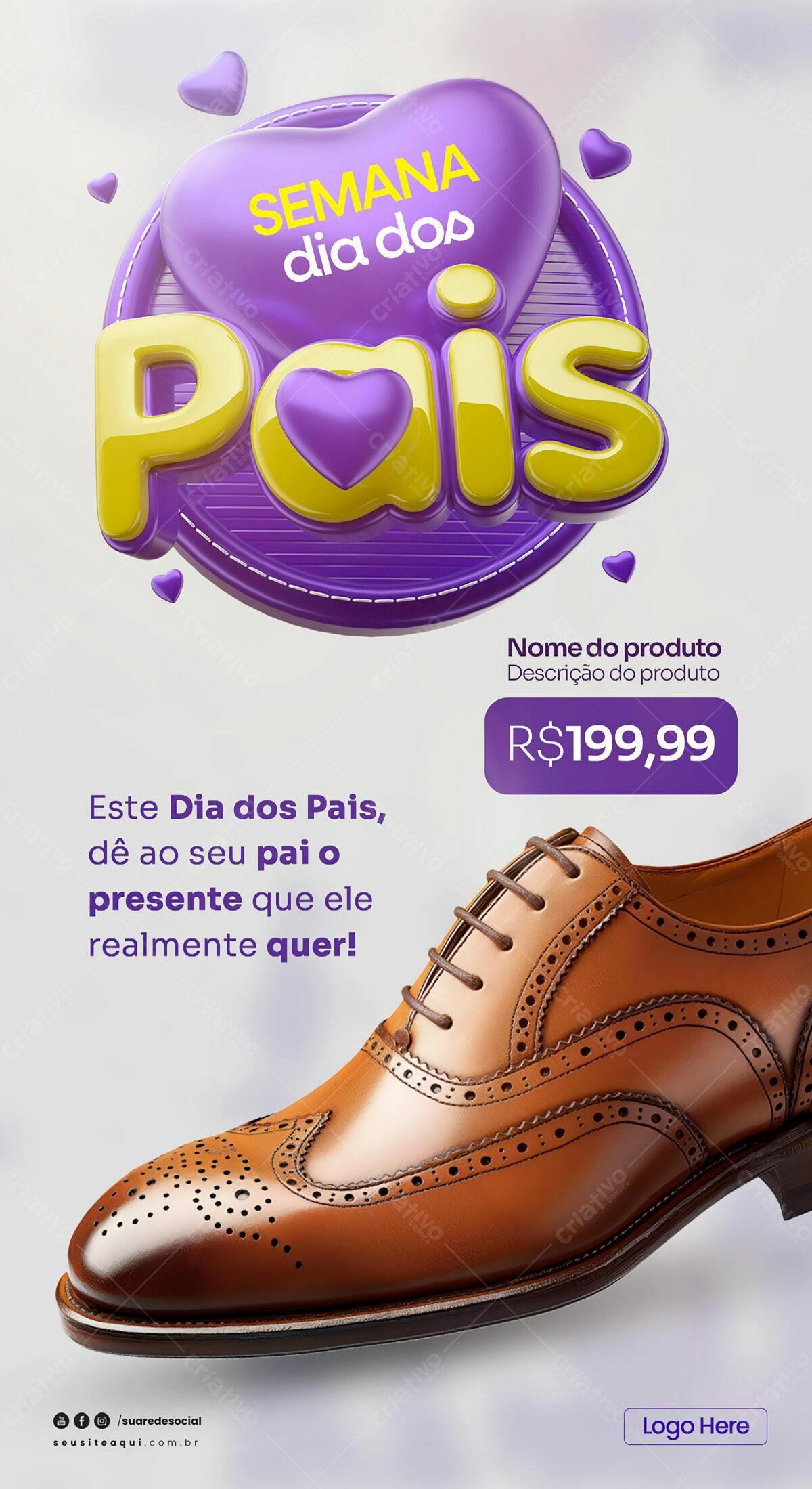 Flyer Dia dos Pais com Sapatos PSD Editável