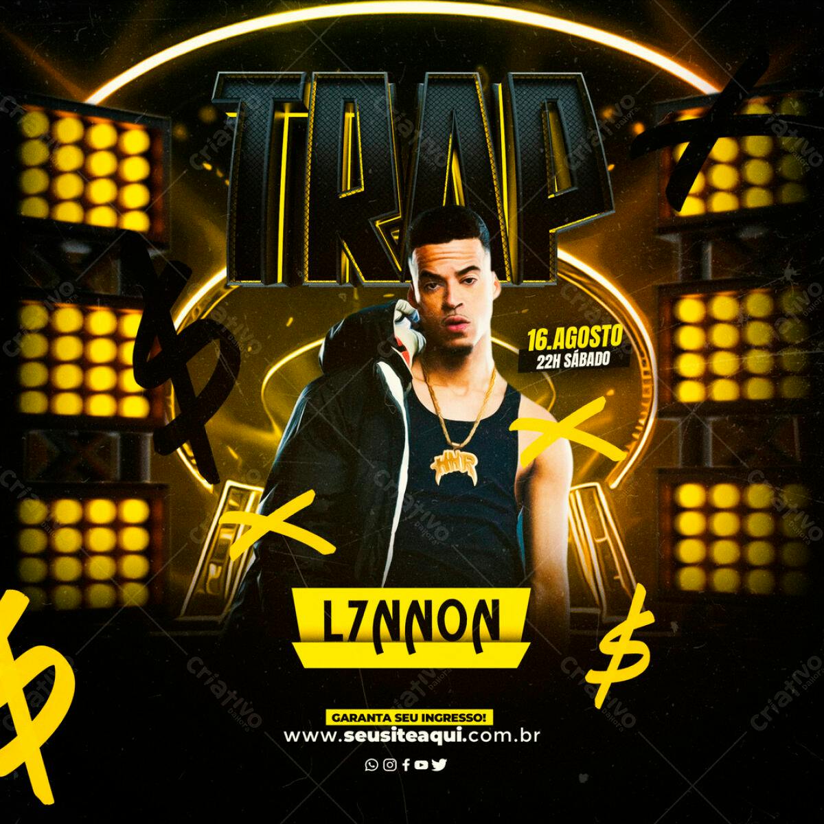 Flyer para Festa Trap com L7NNON PSD Editável