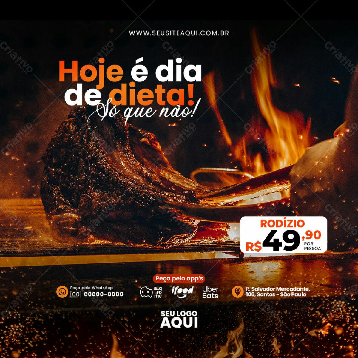 Postagem Instagram Churrascaria Rodízio PSD Editável