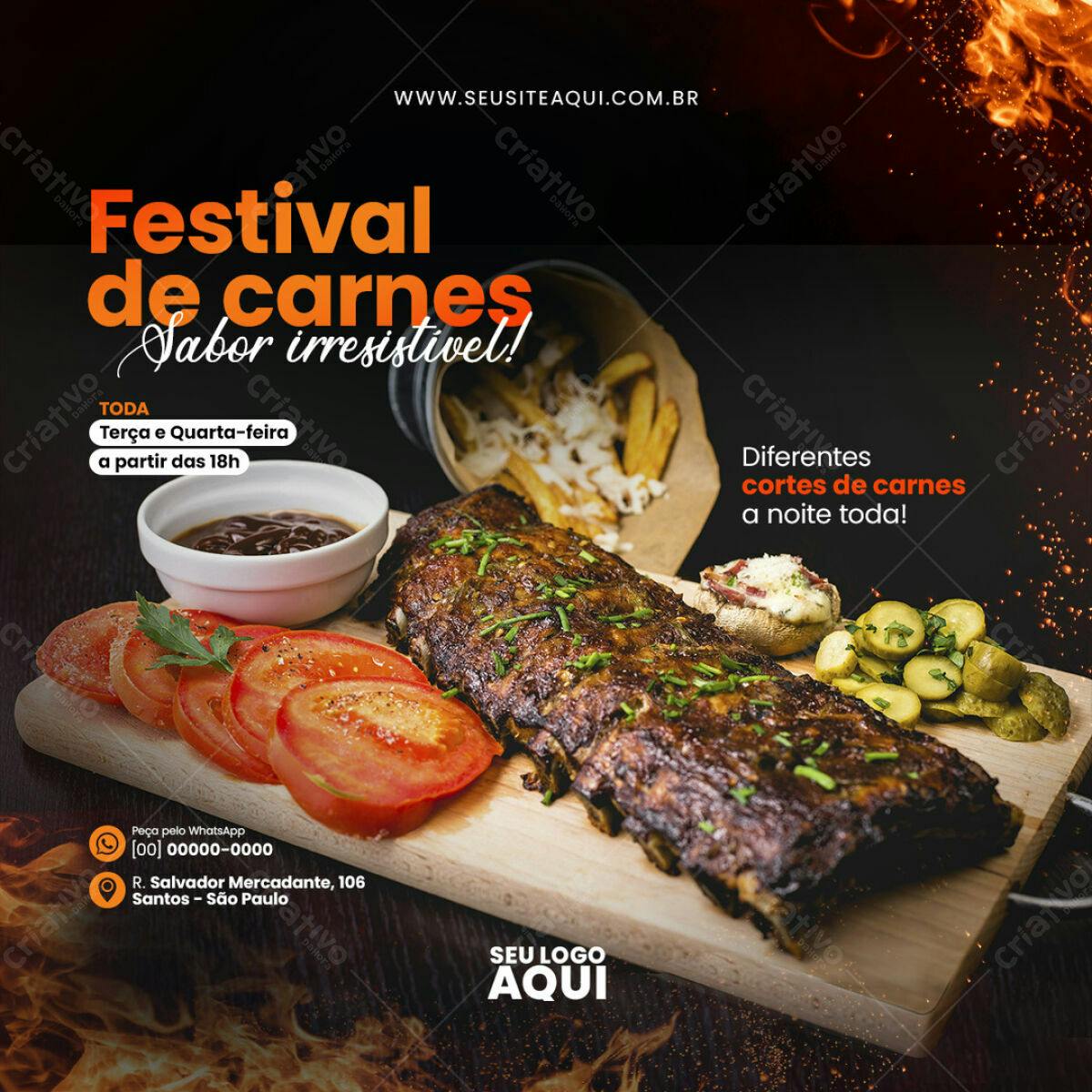 Flyer Festival de Carnes PSD Editável