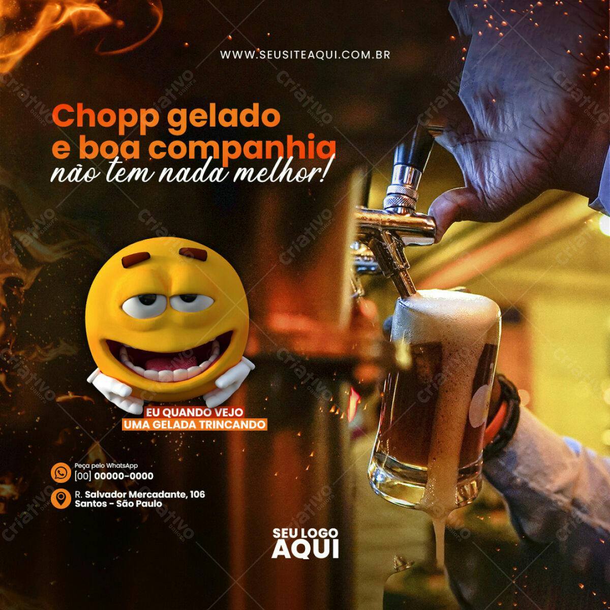 Postagem para Redes Sociais sobre Chopp Gelado PSD Editável