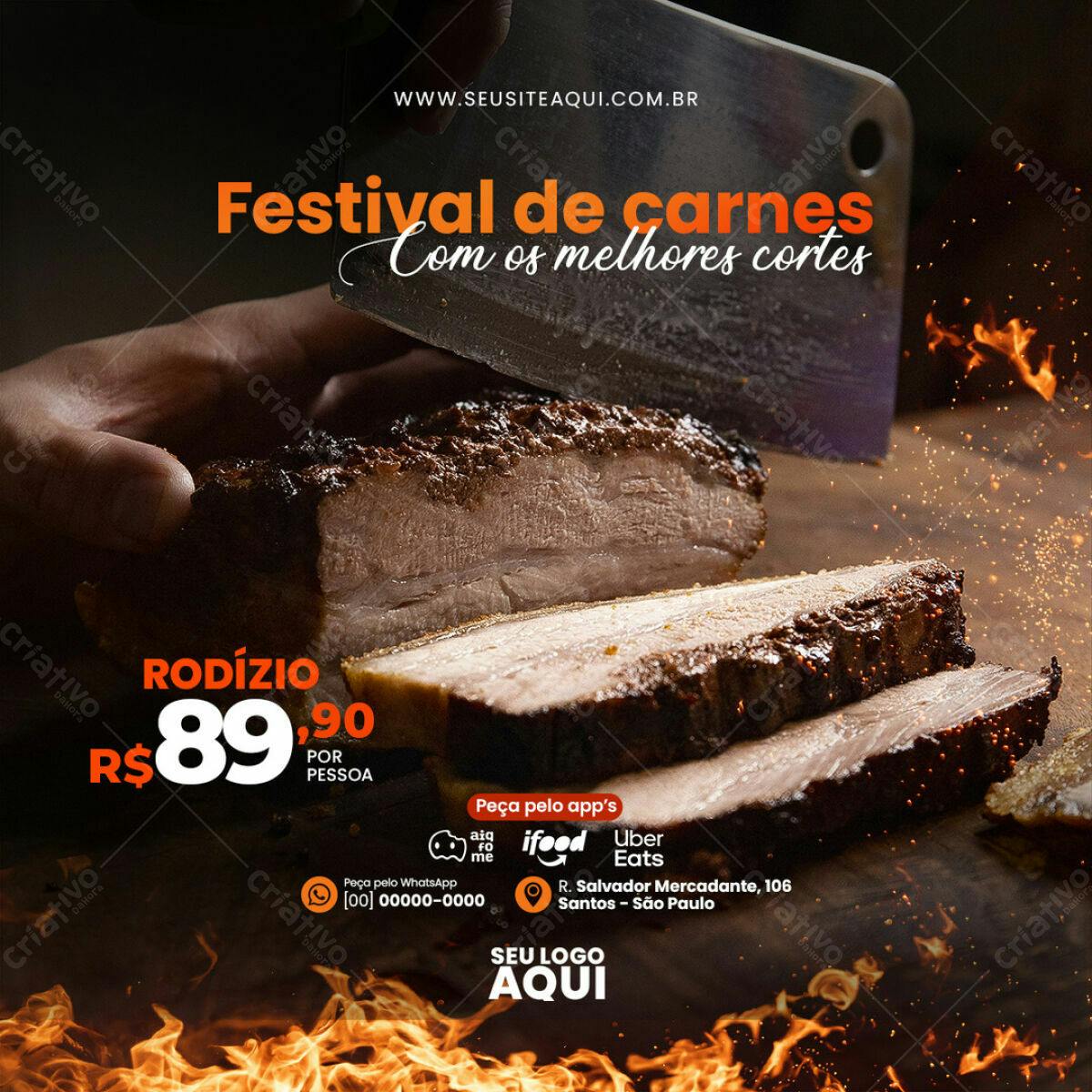 Flyer Festival de Carnes PSD Editável