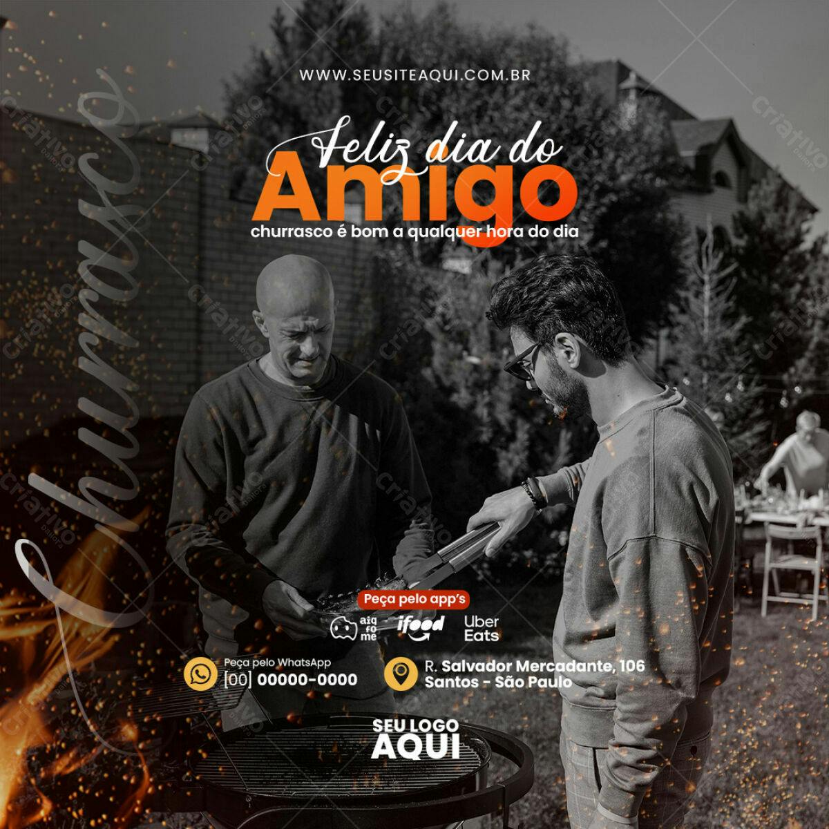 Flyer Dia do Amigo Churrasco PSD Editável