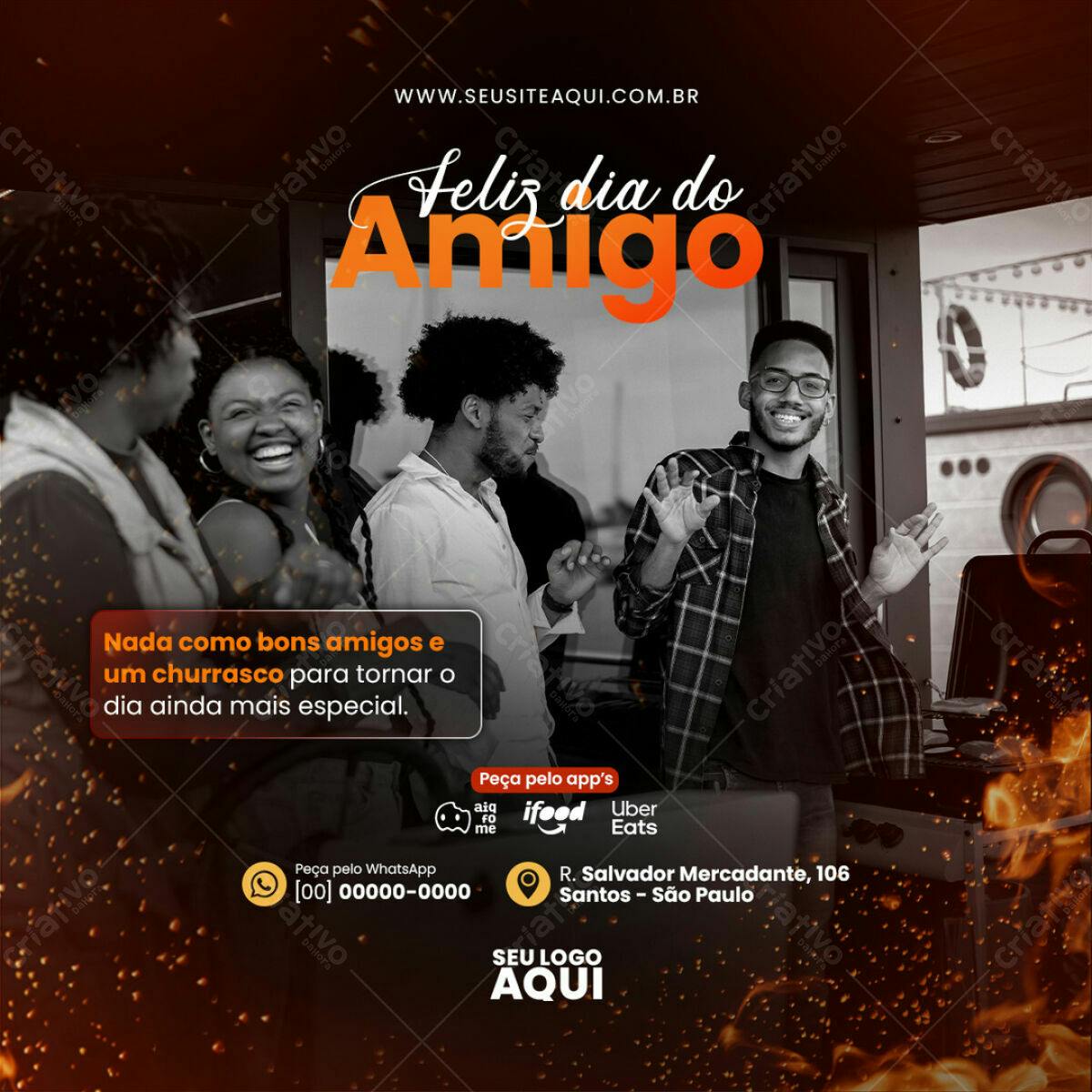 Flyer Dia do Amigo Churrasco PSD Editável