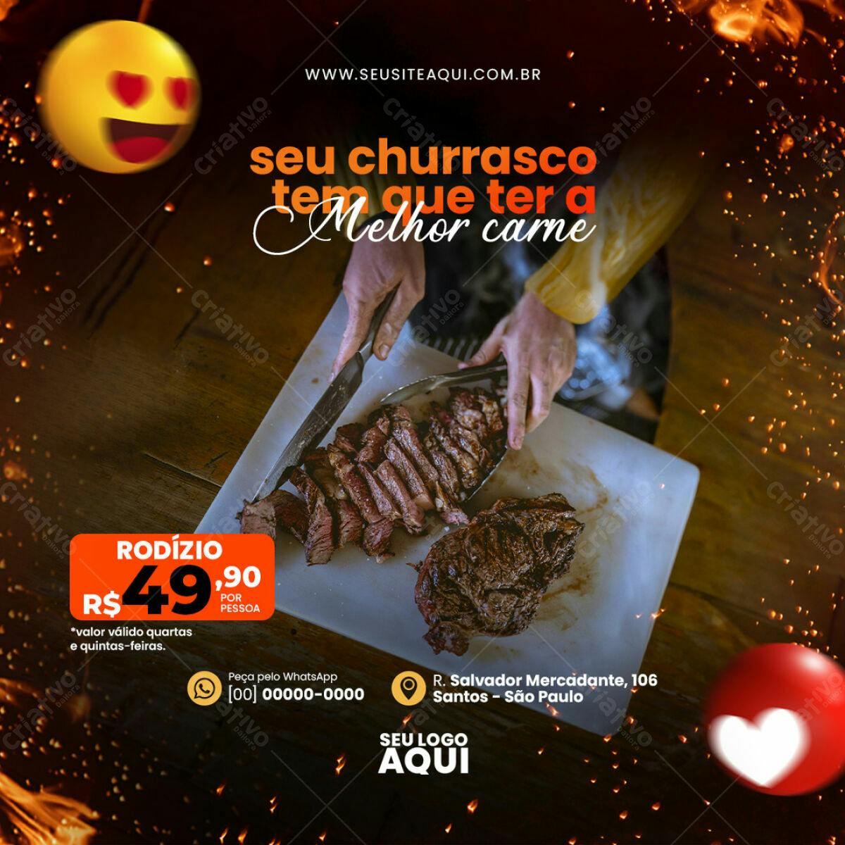 Flyer Churrasco com Melhor Carne PSD Editável